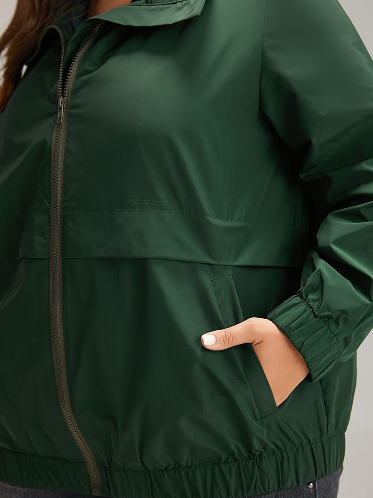 Plus Size Women Dailywear Plain Elastic cuffs Pocket Casual Jackets BloomChic 