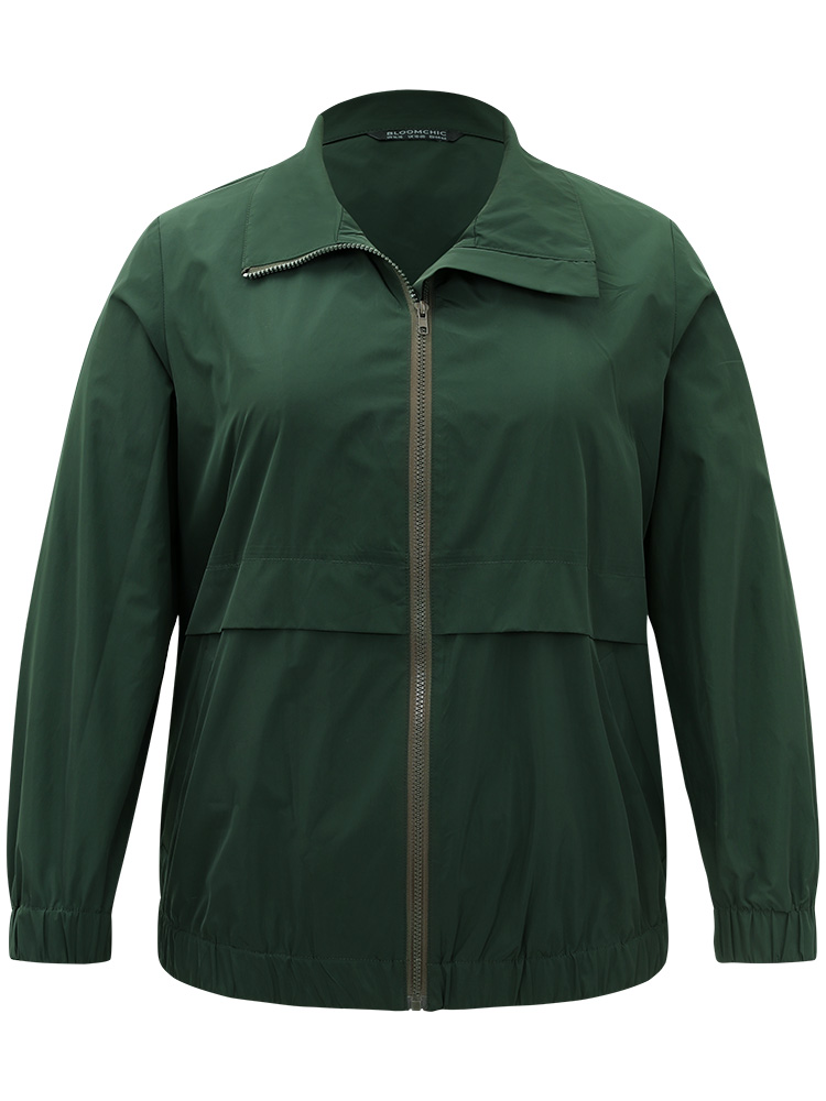 Plus Size Women Dailywear Plain Elastic cuffs Pocket Casual Jackets BloomChic 