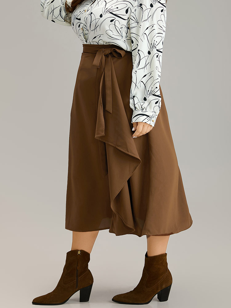 Plus Size Women Dailywear Cross straps Belt Office Skirts BloomChic 