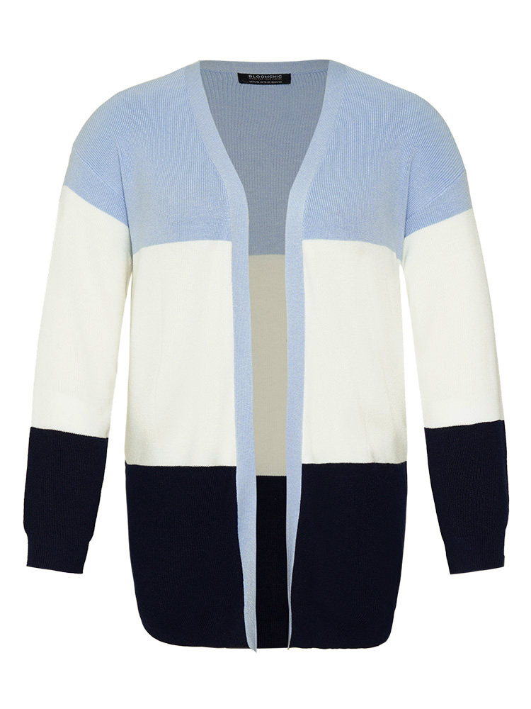 Plus Size Cardigans | Supersoft Essentials Colorblock Contrast Open Front Cardigan | BloomChic 