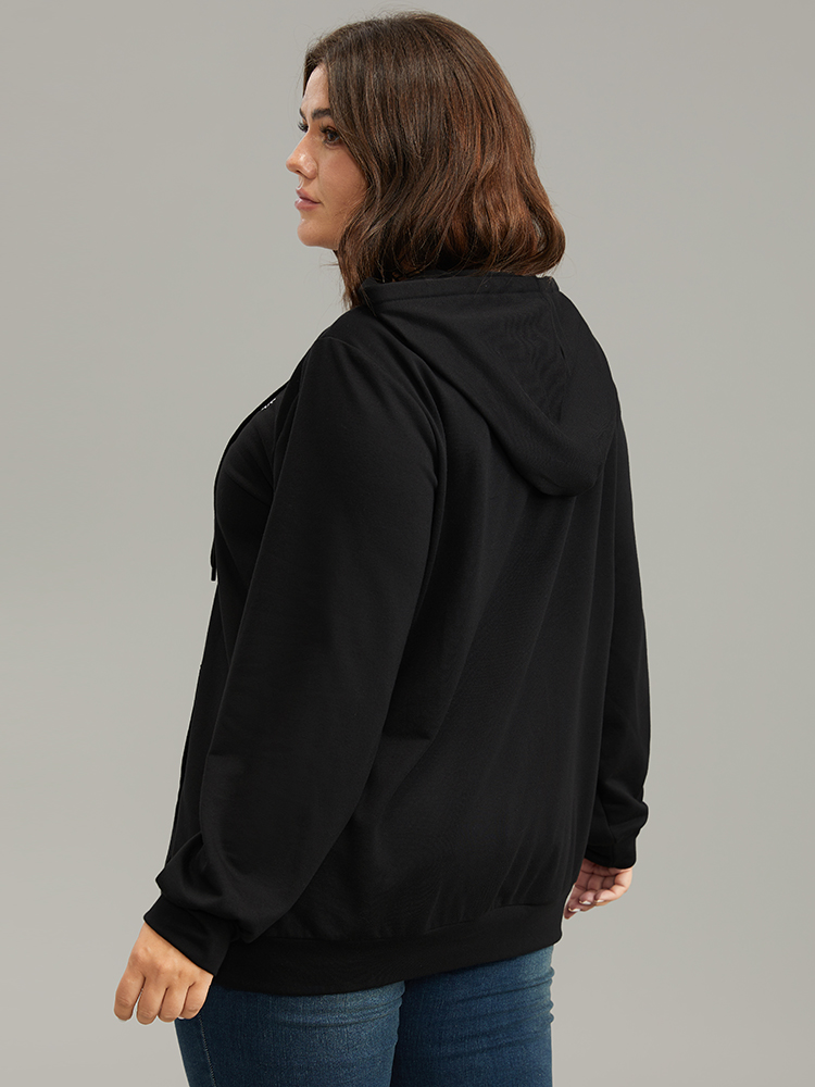 Plus Size Women Dailywear Bohemian Print Embroidered Regular Regular Sleeve Long Sleeve Hooded Pocket Casual Sweatshirts BloomChic 