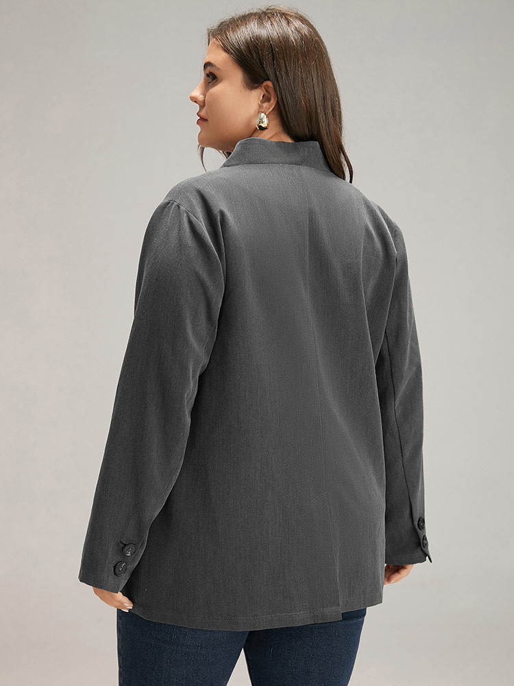 Plus Size Women Work Plain Plain Regular Sleeve Long Sleeve Stand-up collar Pocket Office Blazers BloomChic 