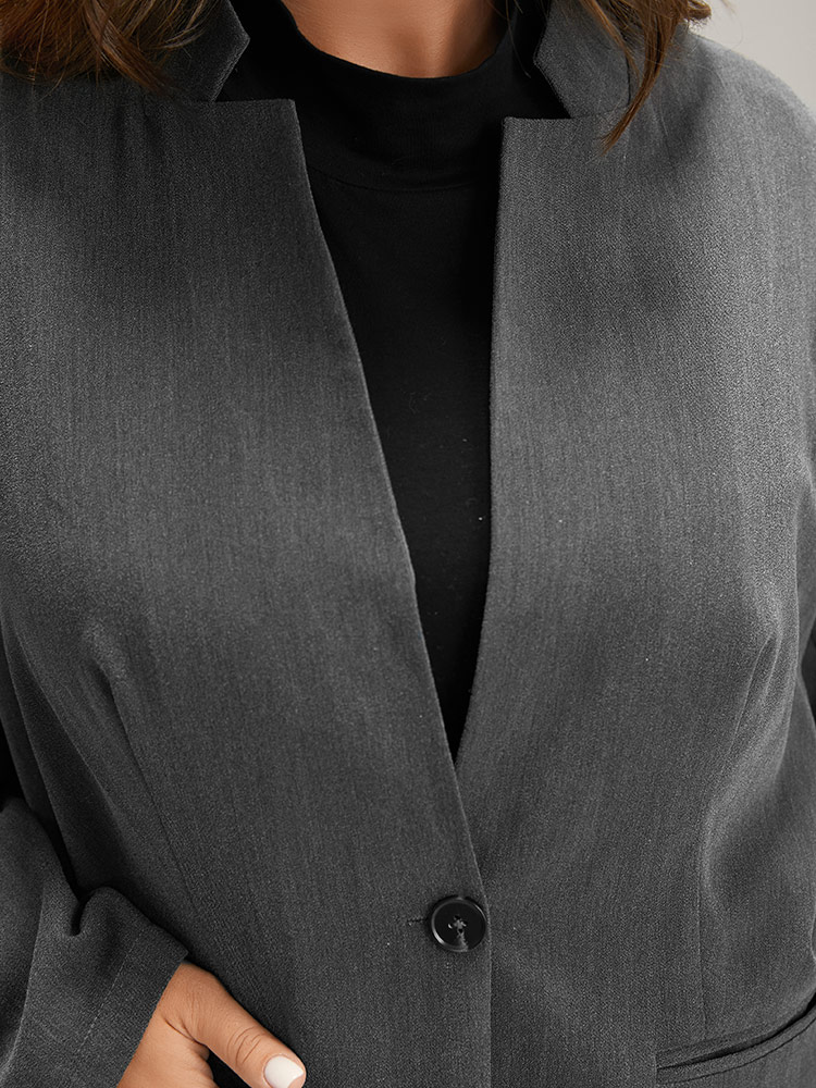Plus Size Women Work Plain Plain Regular Sleeve Long Sleeve Stand-up collar Pocket Office Blazers BloomChic 