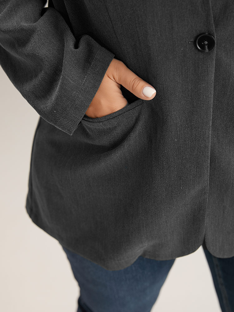 Plus Size Women Work Plain Plain Regular Sleeve Long Sleeve Stand-up collar Pocket Office Blazers BloomChic 