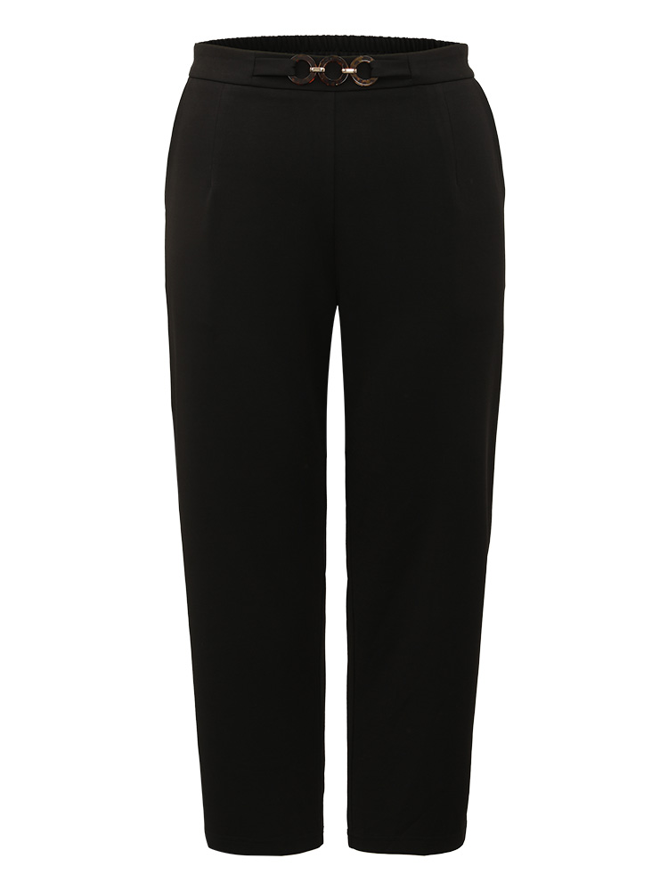Plus Size Women Work Plain Plain High Rise Pocket Office Pants BloomChic 