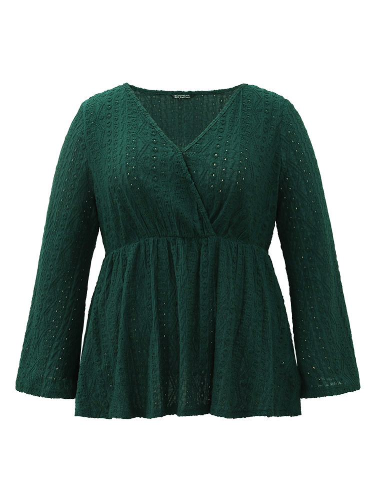 

Plain Broderie Anglaise Ruffles T-shirt, Darkgreen