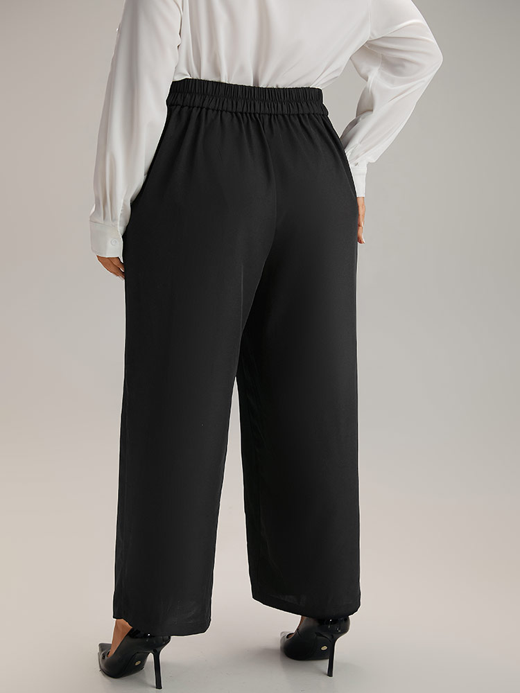 Plus Size Women Work Plain Plain High Rise Pocket At the Office Pants BloomChic 
