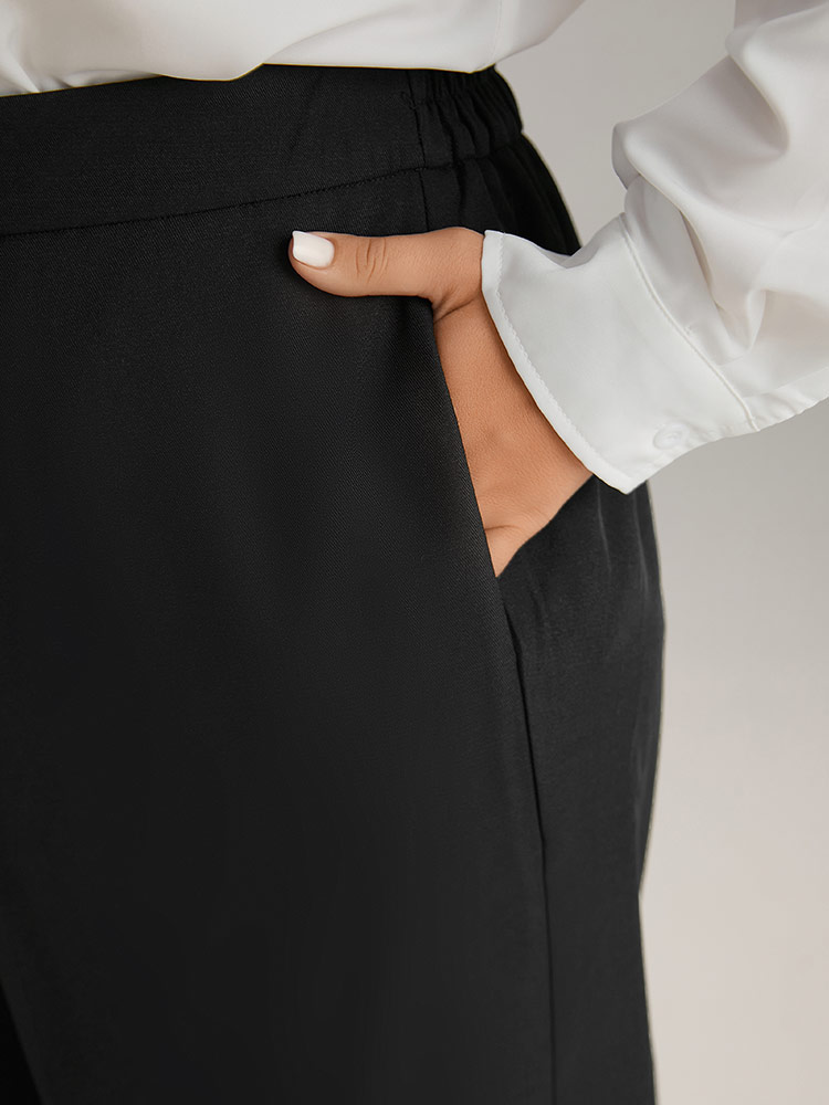 Plus Size Women Work Plain Plain High Rise Pocket At the Office Pants BloomChic 