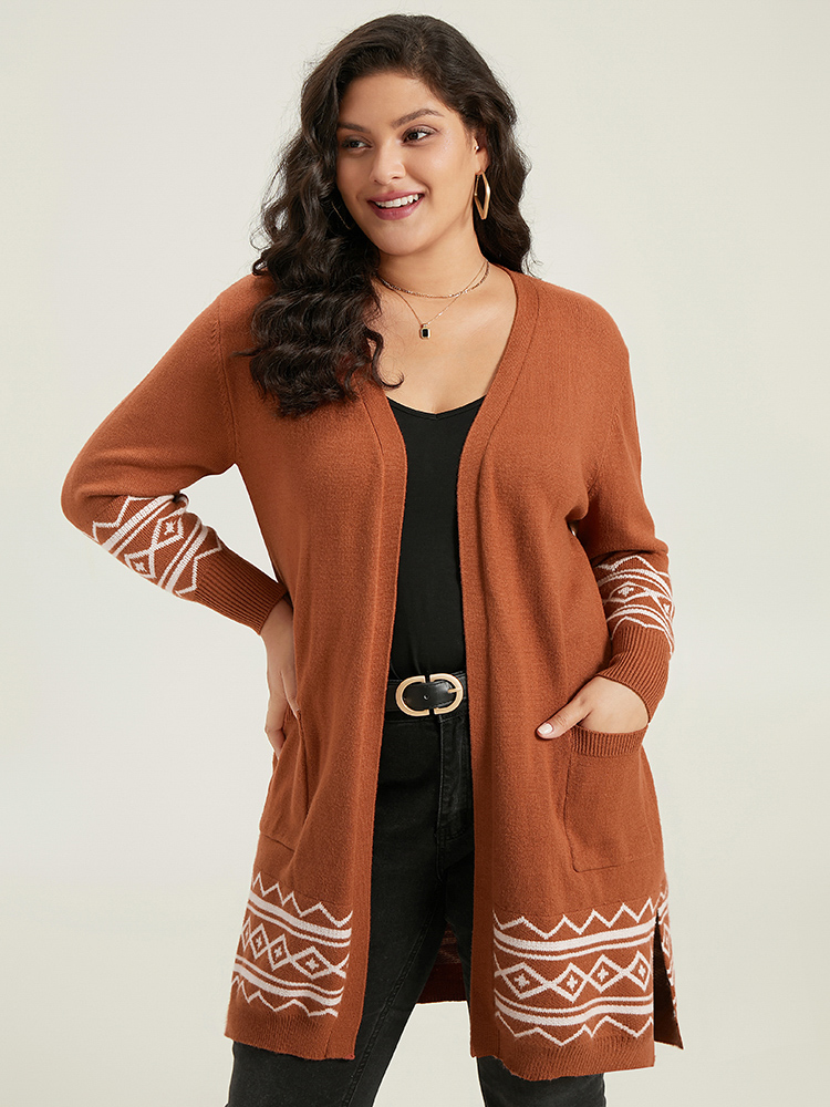 

Plus Size Supersoft Essentials Bandana Split Side Cardigan Chocolate Women Casual Loose Long Sleeve Everyday Cardigans BloomChic