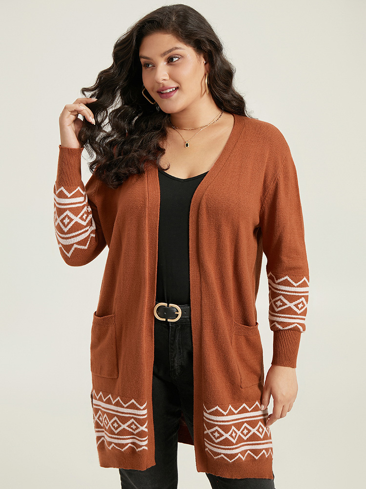 

Plus Size Supersoft Essentials Bandana Split Side Cardigan Chocolate Women Casual Loose Long Sleeve Everyday Cardigans BloomChic