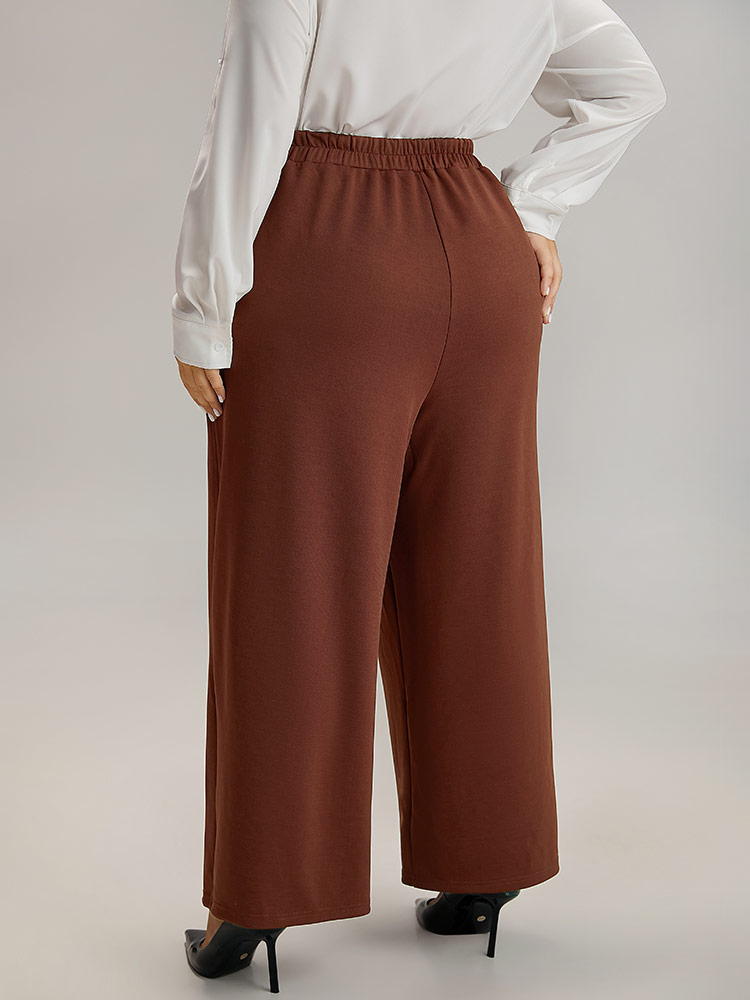 Plus Size Women Work Plain Plain High Rise Pocket Office Pants BloomChic 