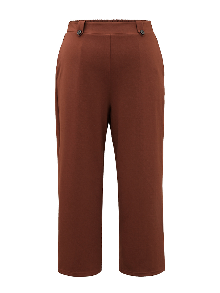 Plus Size Women Work Plain Plain High Rise Pocket Office Pants BloomChic 