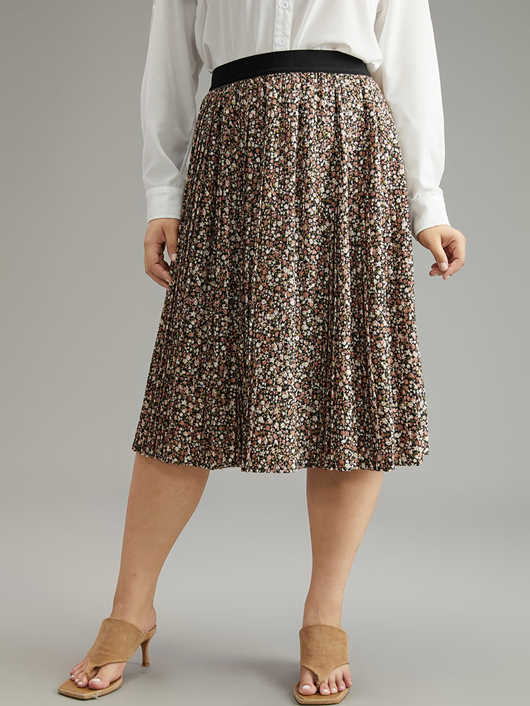 Plus Size Women Dailywear Pleated Elegant Skirts BloomChic 