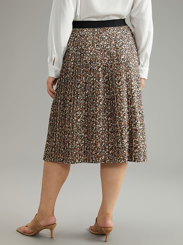 Plus Size Women Dailywear Pleated Elegant Skirts BloomChic 