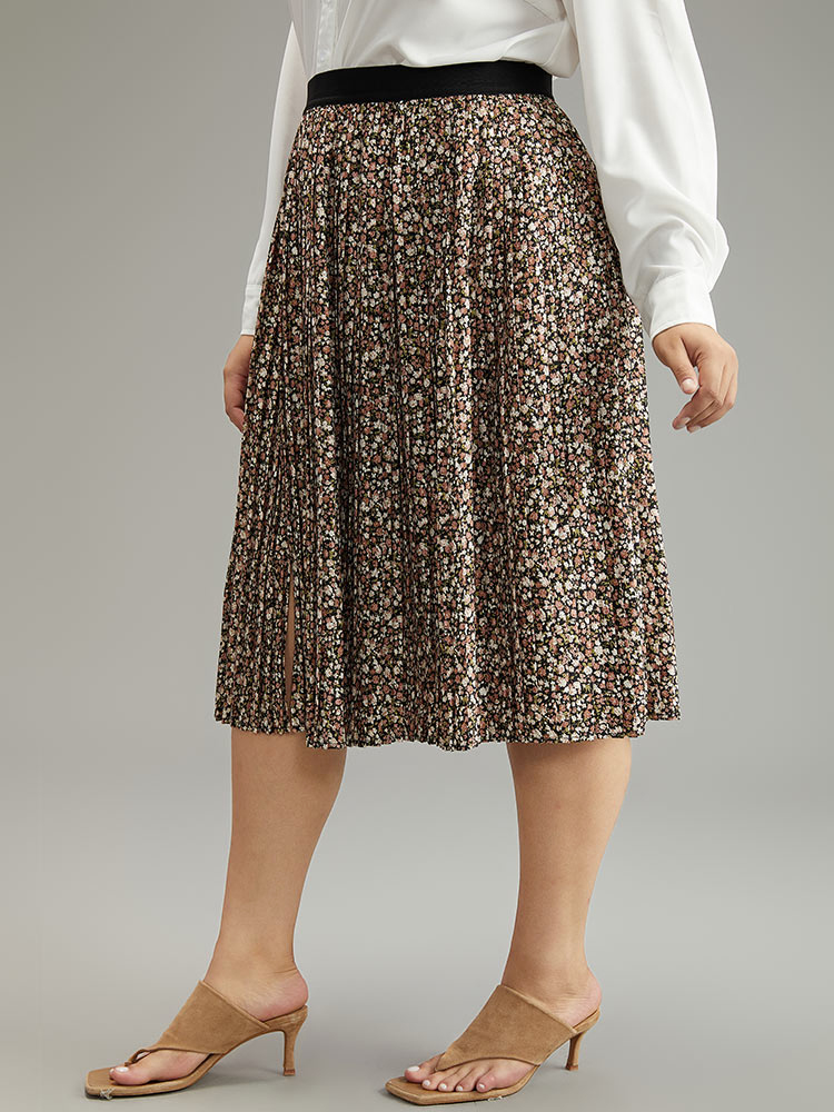 Plus Size Women Dailywear Pleated Elegant Skirts BloomChic 