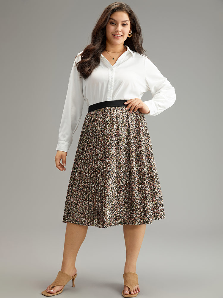 Plus Size Women Dailywear Pleated Elegant Skirts BloomChic 