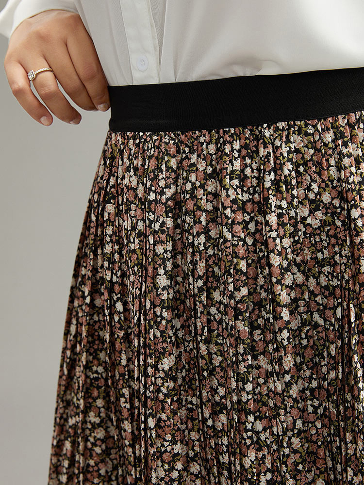 Plus Size Women Dailywear Pleated Elegant Skirts BloomChic 