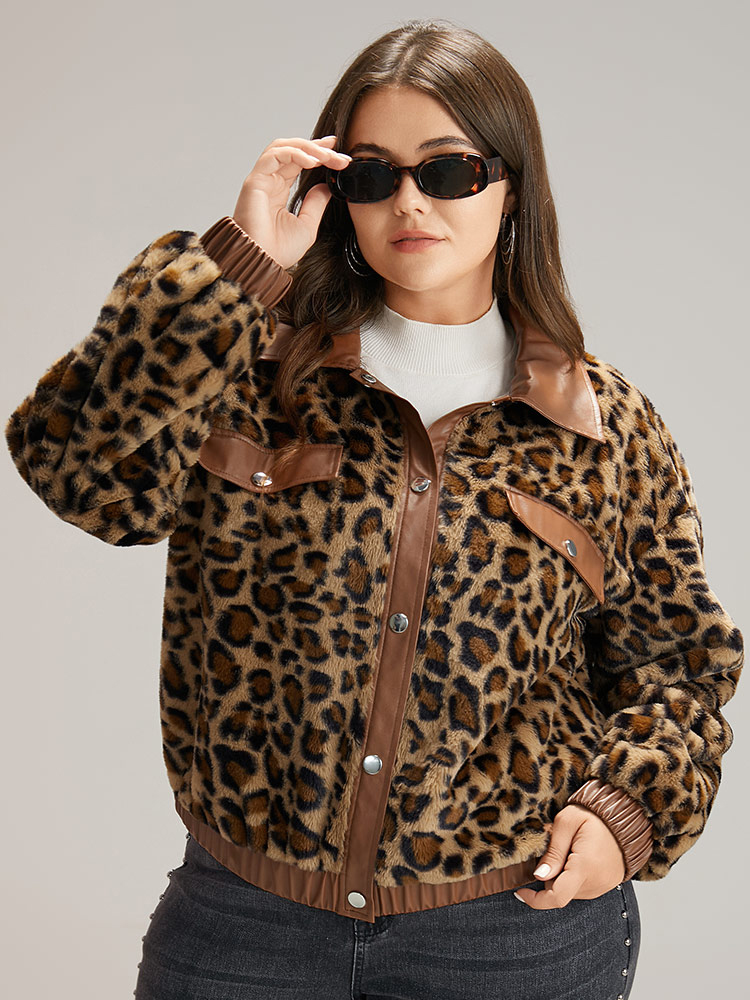 Plus Size Women Dailywear Leopard Elastic cuffs Casual Jackets BloomChic 