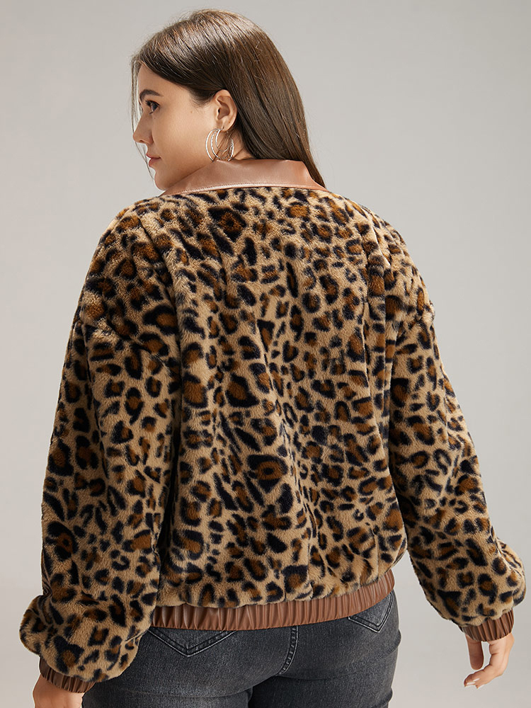 Plus Size Women Dailywear Leopard Elastic cuffs Casual Jackets BloomChic 