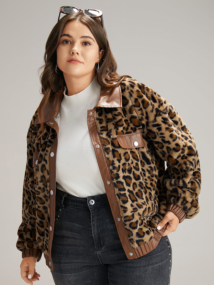 Plus Size Women Dailywear Leopard Elastic cuffs Casual Jackets BloomChic 