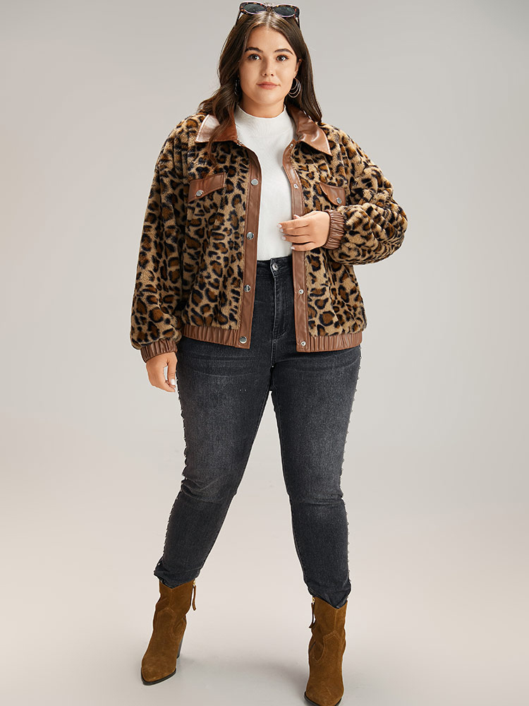Plus Size Women Dailywear Leopard Elastic cuffs Casual Jackets BloomChic 