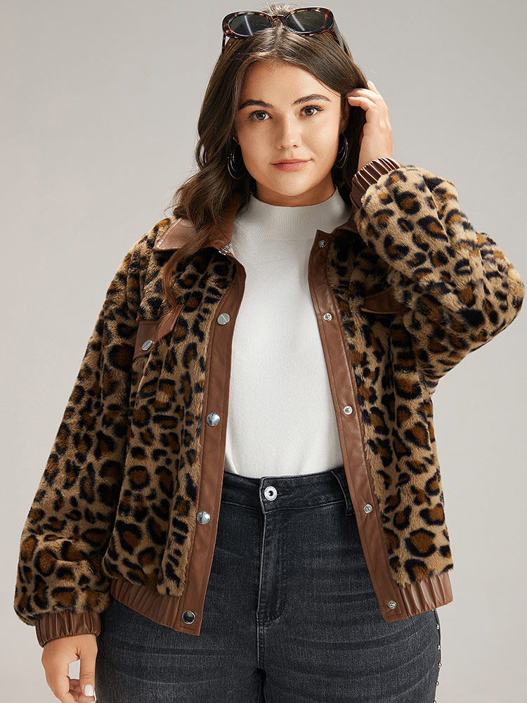 Plus Size Women Dailywear Leopard Elastic cuffs Casual Jackets BloomChic 