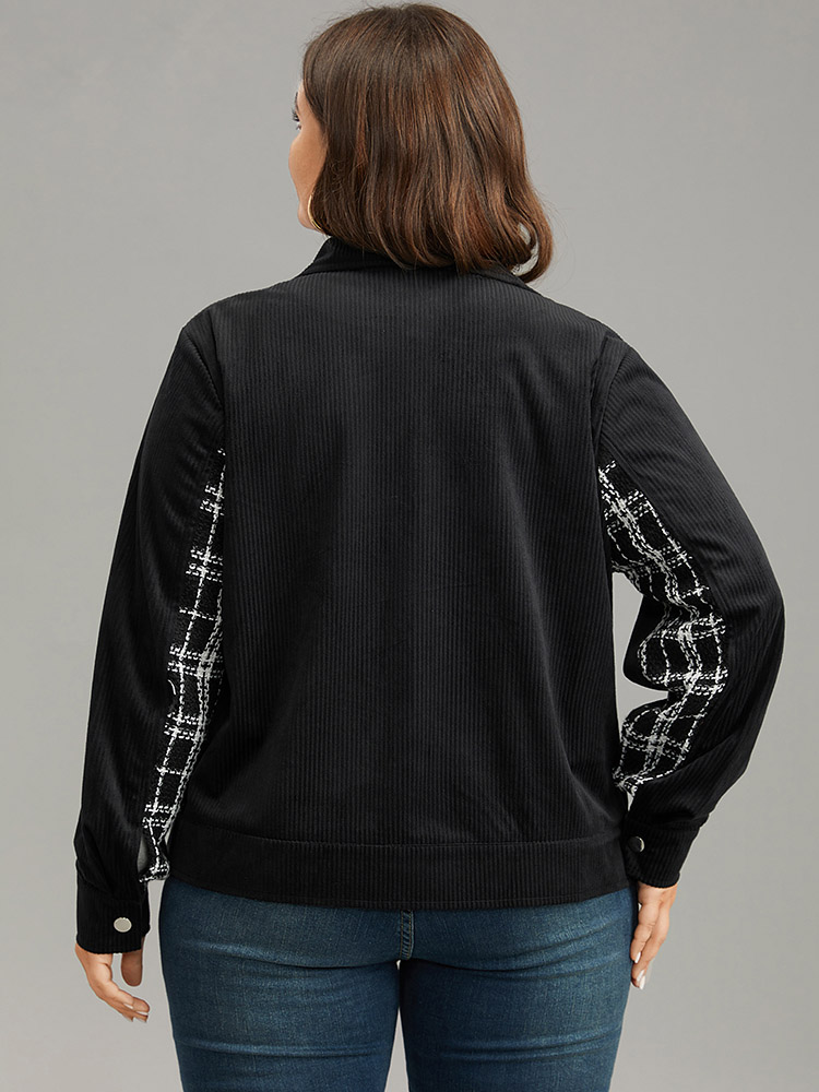 Plus Size Women Everyday Plaid Patchwork Elegant Coats BloomChic 
