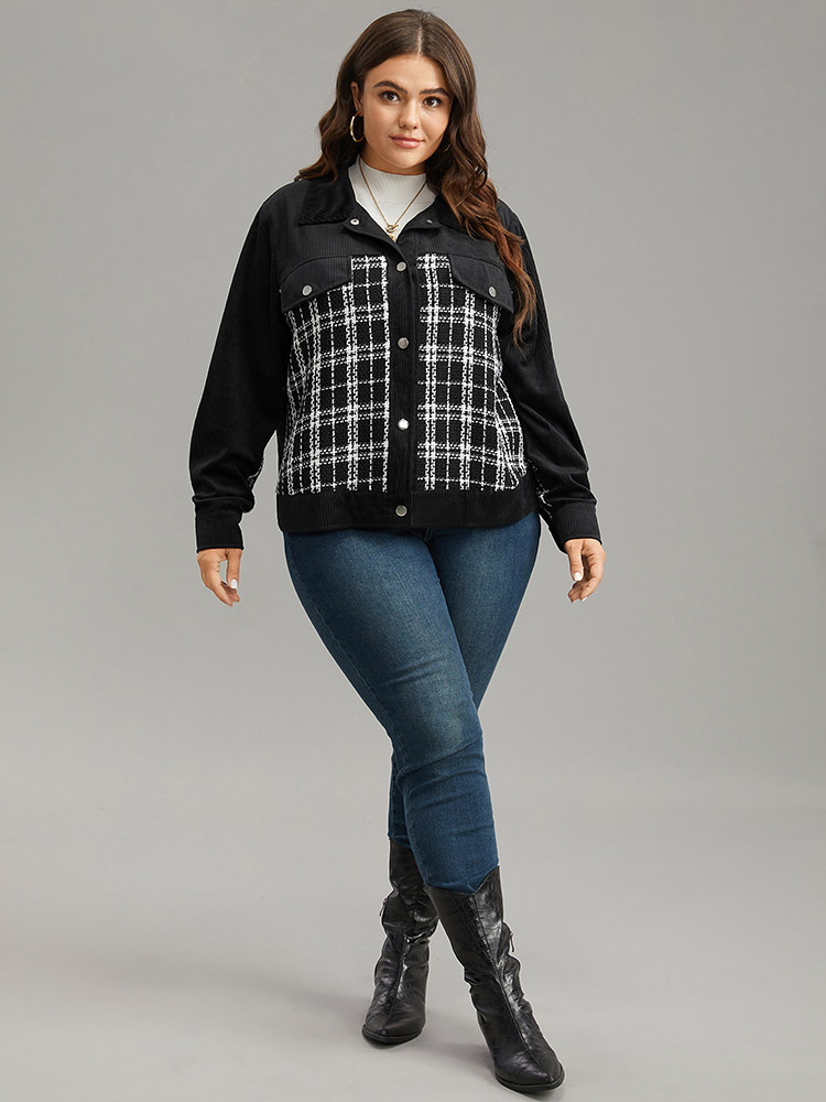 Plus Size Women Everyday Plaid Patchwork Elegant Coats BloomChic 
