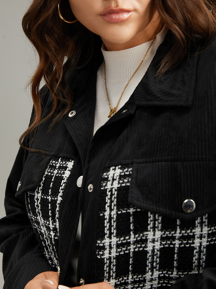 Plus Size Women Everyday Plaid Patchwork Elegant Coats BloomChic 