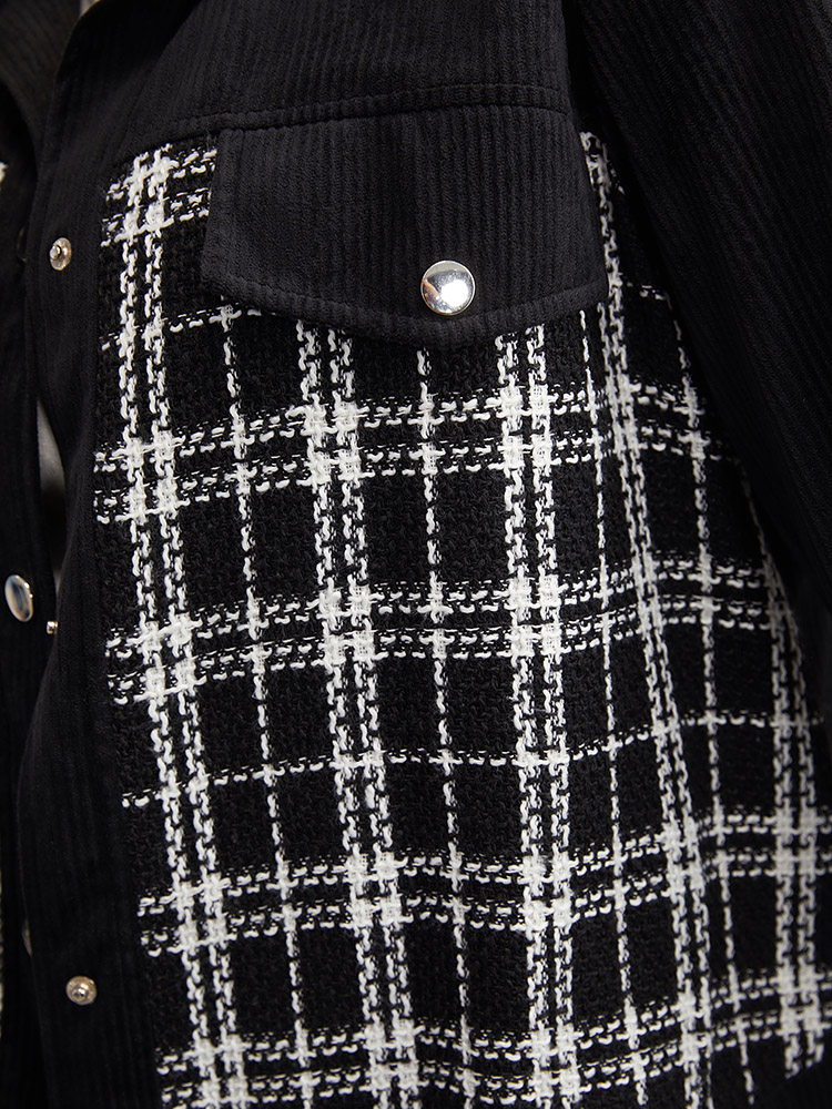 Plus Size Women Everyday Plaid Patchwork Elegant Coats BloomChic 