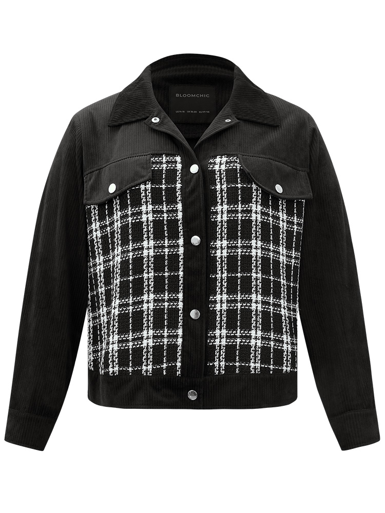 Plus Size Women Everyday Plaid Patchwork Elegant Coats BloomChic 