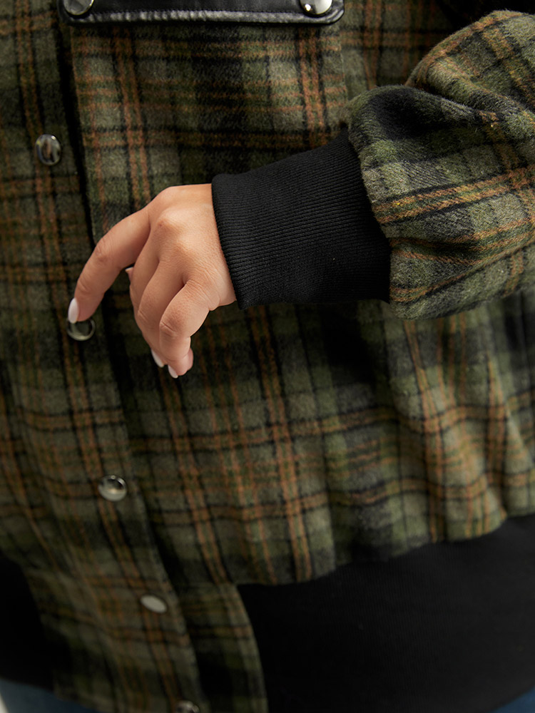 Plus Size Plaid Flap Pocket Zipper Fly Jacket Women Multicolor Elastic cuffs Pocket Dailywear Jackets BloomChic 30/6X 