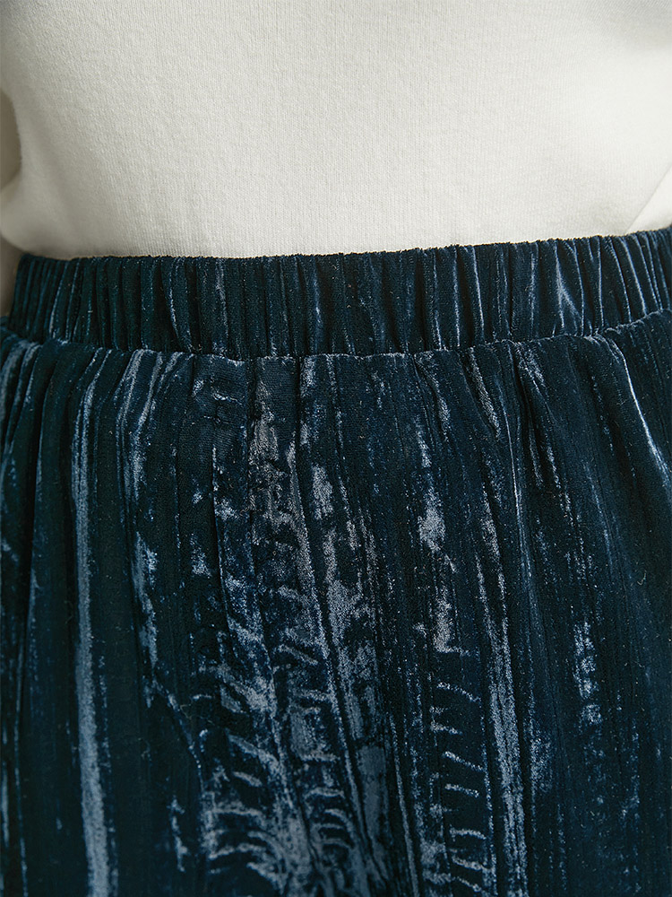 Plus Size Velvet Elastic Waist Pocket Straight Leg Pants Women Indigo Elegant Straight Leg High Rise Dailywear Pants BloomChic 26/4X 