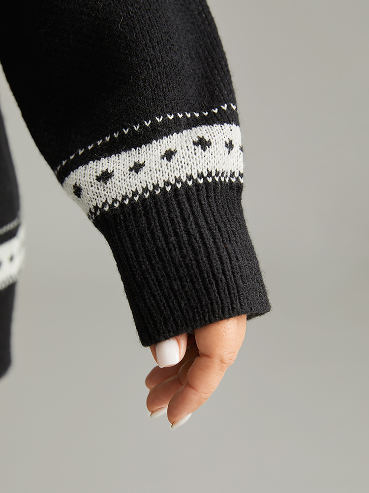 Plus Size Cardigans | Geometric Contrast Button Through Cardigan | BloomChic 