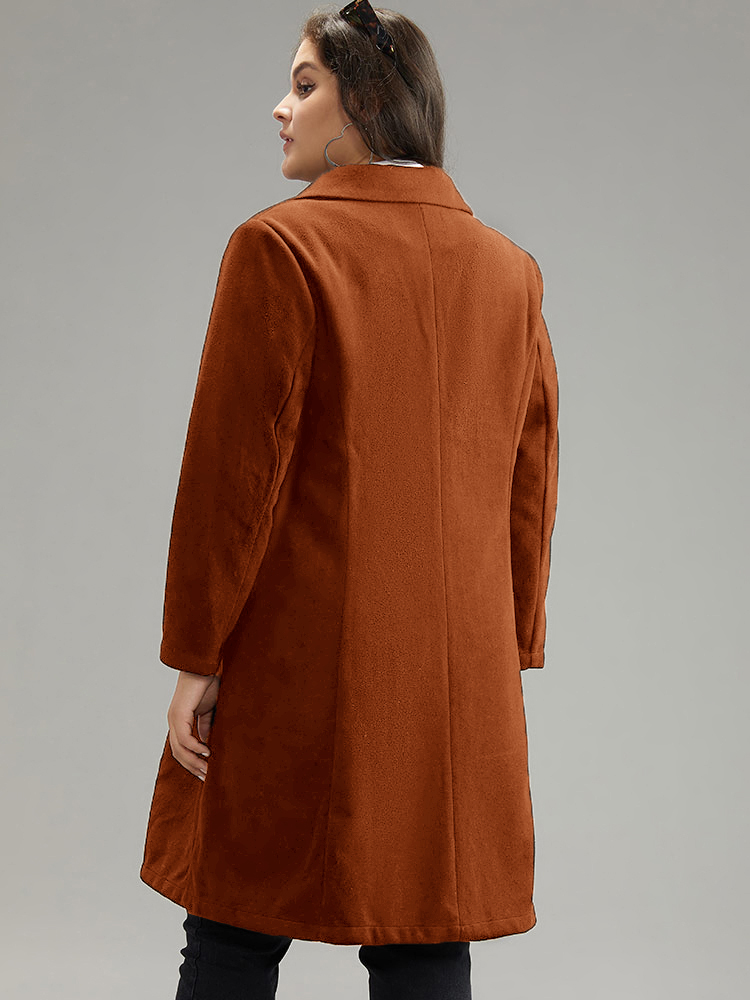 Plus Size Women Dailywear Plain Plain Pocket Casual Coats BloomChic 