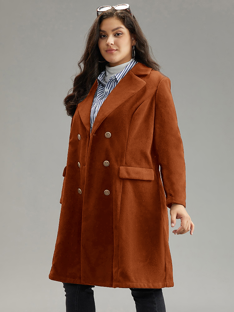Plus Size Women Dailywear Plain Plain Pocket Casual Coats BloomChic 
