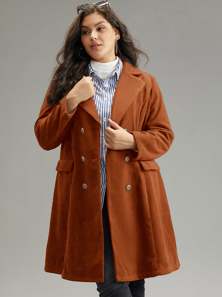 Plus Size Women Dailywear Plain Plain Pocket Casual Coats BloomChic 