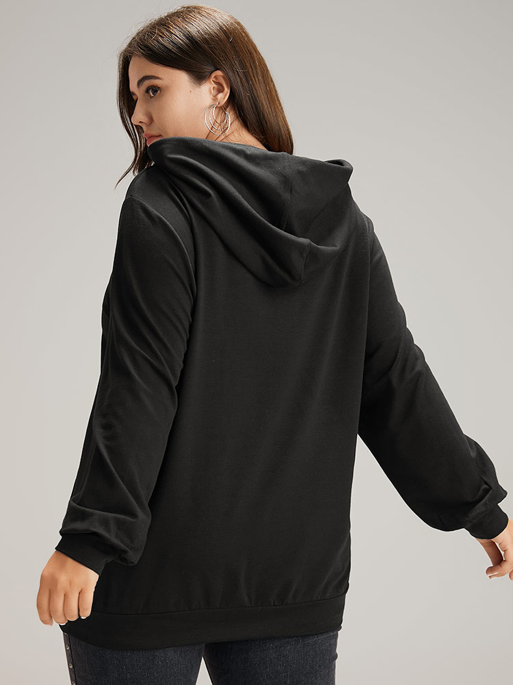 Plus Size Women Dailywear Natural Flowers Elastic cuffs Regular Regular Sleeve Long Sleeve Hooded Pocket Casual Sweatshirts BloomChic 