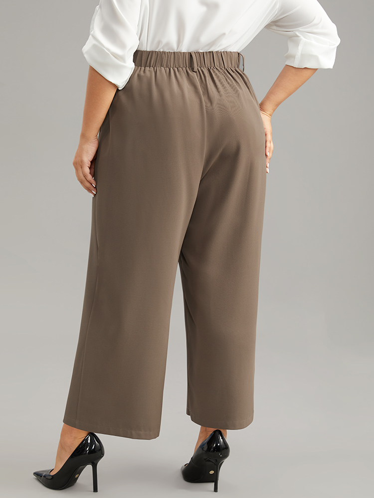 Plus Size Women Work Plain Plain High Rise Pocket Office Pants BloomChic 