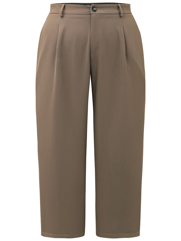 Plus Size Women Work Plain Plain High Rise Pocket Office Pants BloomChic 