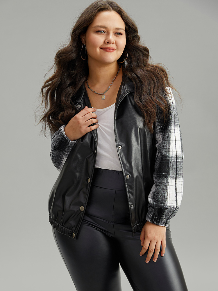 Plus Size Women Dailywear Plaid Elastic cuffs Casual Jackets BloomChic 