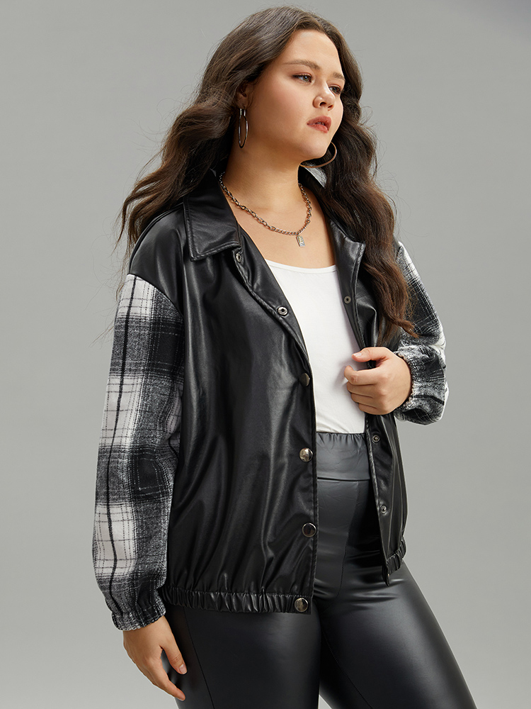 Plus Size Women Dailywear Plaid Elastic cuffs Casual Jackets BloomChic 