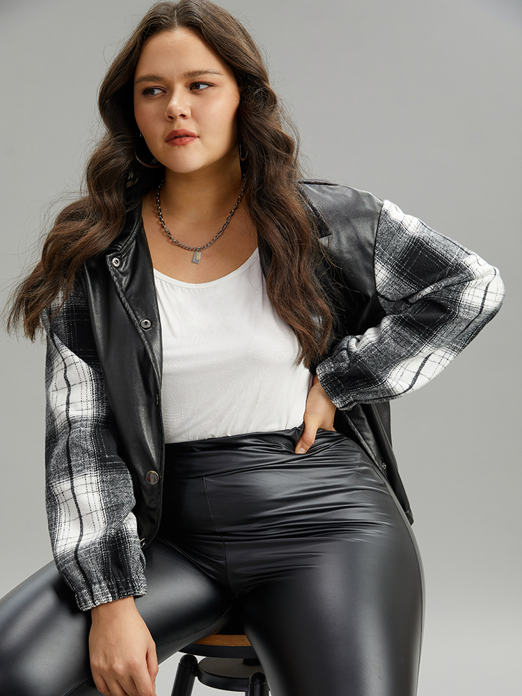 Plus Size Women Dailywear Plaid Elastic cuffs Casual Jackets BloomChic 