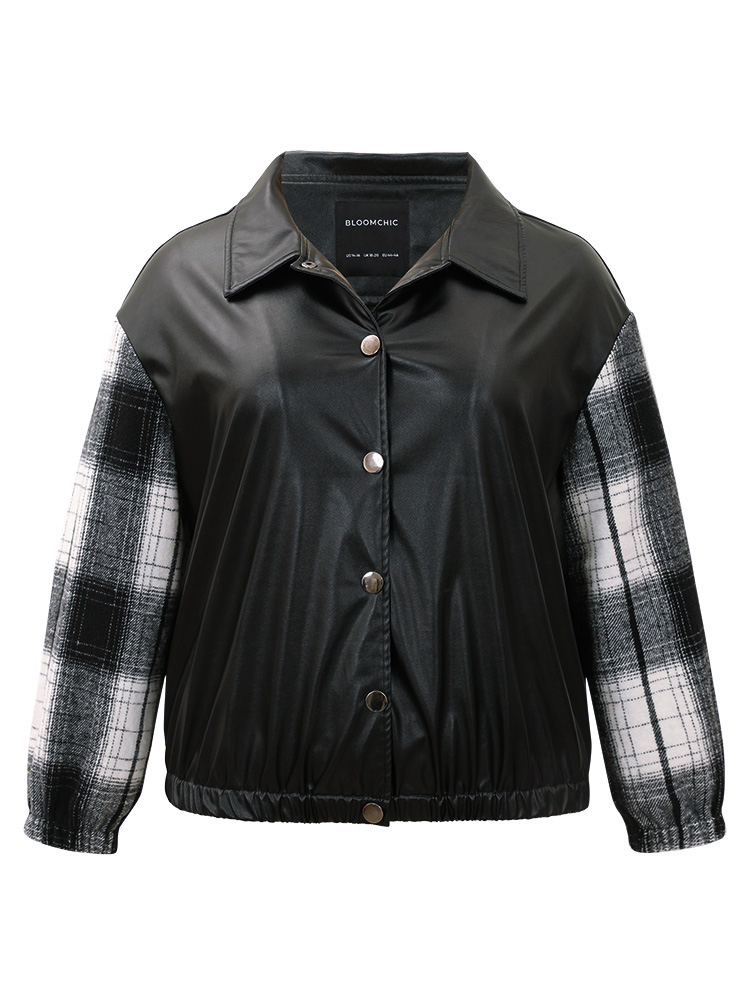 Plus Size Women Dailywear Plaid Elastic cuffs Casual Jackets BloomChic 