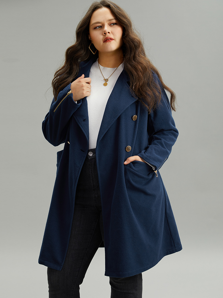 

Plus Size Double Breasted Pocket Zipper Coat Women Indigo Casual Zipper Ladies Dailywear Winter Coats BloomChic