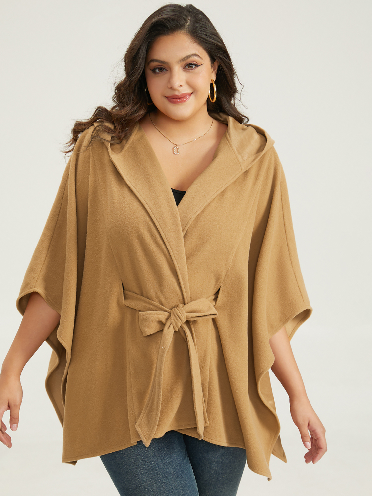 Plus Size Women Dailywear Plain Knotted Casual Coats BloomChic 