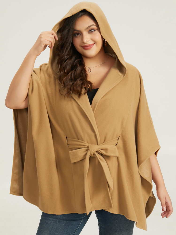 Plus Size Women Dailywear Plain Knotted Casual Coats BloomChic 