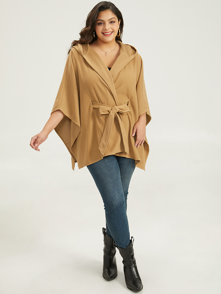 Plus Size Women Dailywear Plain Knotted Casual Coats BloomChic 