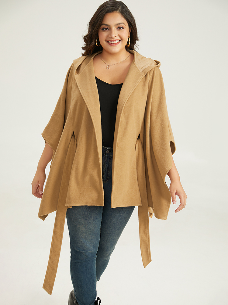 Plus Size Women Dailywear Plain Knotted Casual Coats BloomChic 