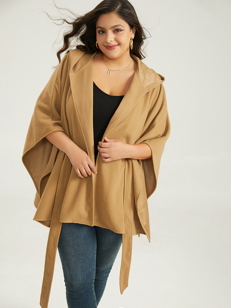Plus Size Women Dailywear Plain Knotted Casual Coats BloomChic 